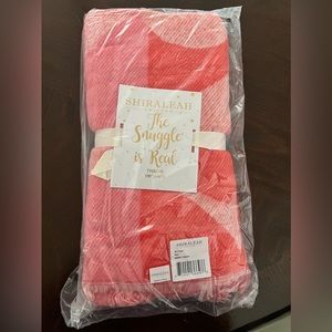 Shiraleah pink and red “merry”reversible throw blanket